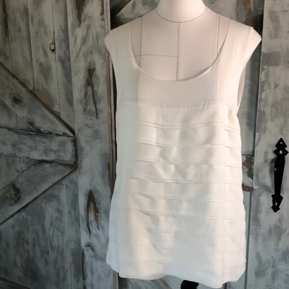 Tory Burch layered silk sleeveless top cream size 12
